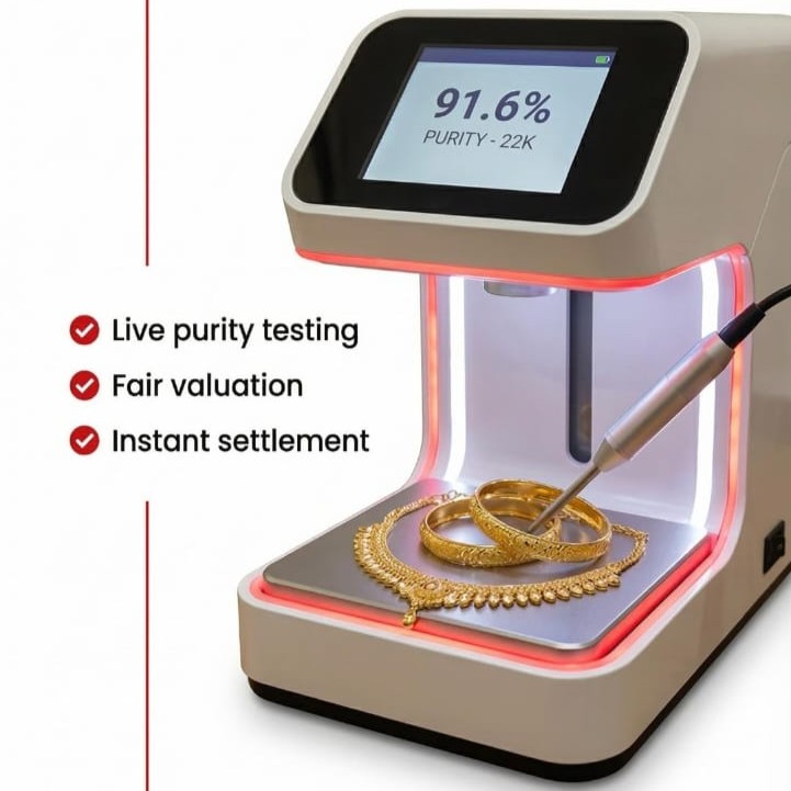 Electronic karat meter showing 91.6% purity for 22K gold